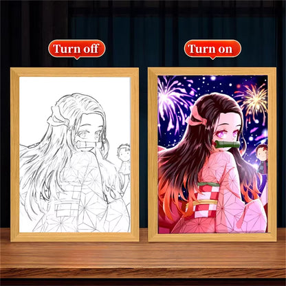 Anime Painting Moon Lamp  Demons Slayer Led