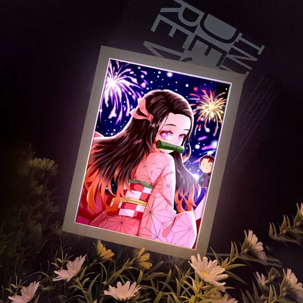 Anime Painting Moon Lamp  Demons Slayer Led